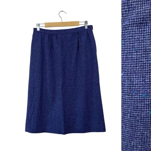 Vintage Pendleton 12 Skirt Wool A-Line Purple/Blue **** READ Lined USA Womens